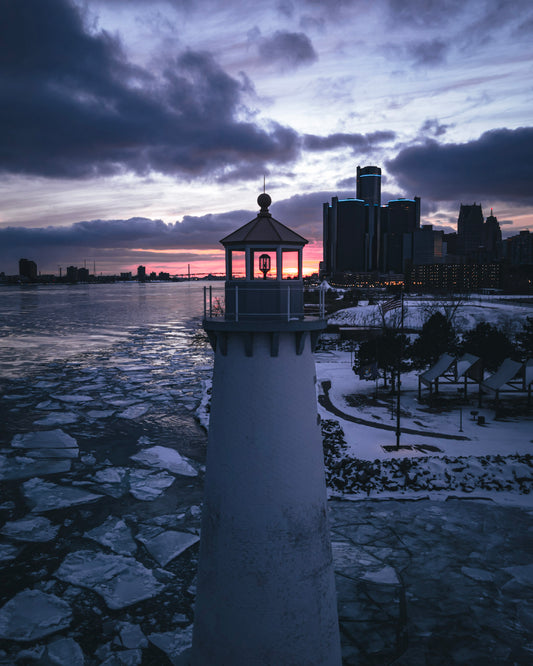 Beacon of Detroit: Lighthouse at Sunset